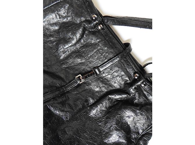 Borsa Renaud Pellegrino in pelle di struzzo nera Nero - vista 8