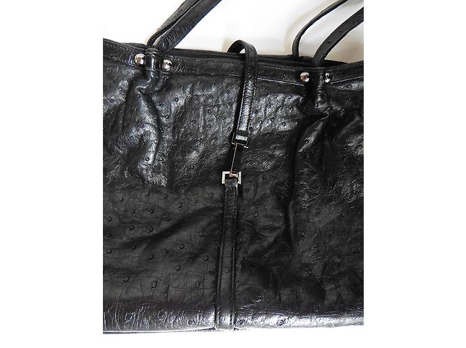 Borsa Renaud Pellegrino in pelle di struzzo nera Nero - vista 9
