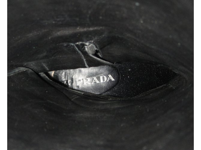 Stivali Prada in pelle nera Nero - vista 2