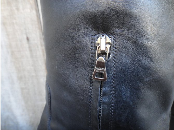 Stivali Prada in pelle nera Nero - vista 4