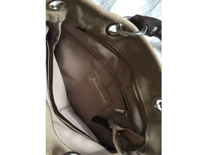 Borsa con frange Fairmount beige in pelle di cervo - vista 3