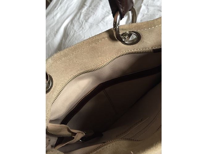 Borsa con frange Fairmount beige in pelle di cervo - vista 4
