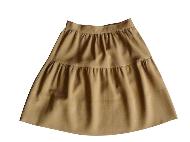 Autre Marque Falda de crepé de lana kaki con puente Caqui - vista 2