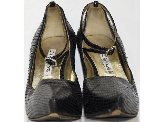 Luciano Padovan Python Ankle Strap Pumps Black - view 3