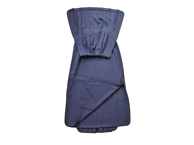Falda larga recta Chanel azul marino de poliéster - vista 2