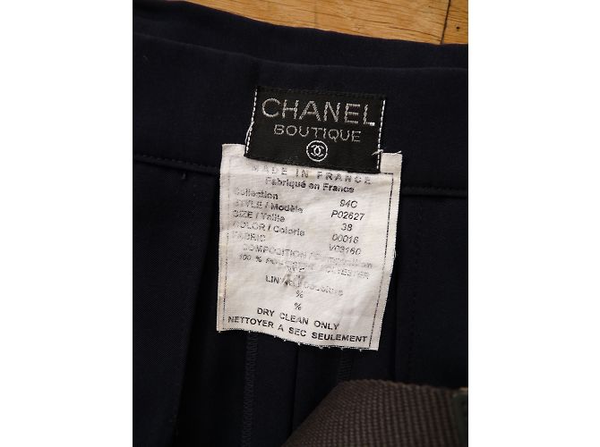 Falda larga recta Chanel azul marino de poliéster - vista 11