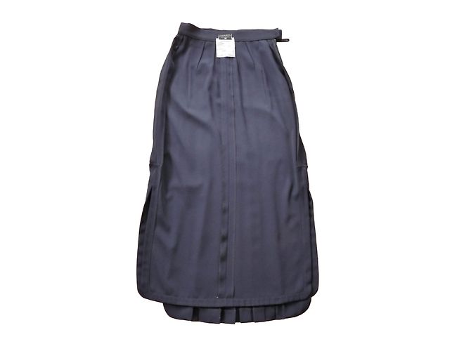 Falda larga recta Chanel azul marino de poliéster - vista 3