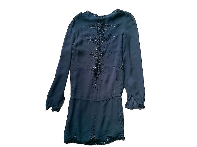Antik Batik Chiffonkleid in Blau mit Pailletten - Ansicht 2