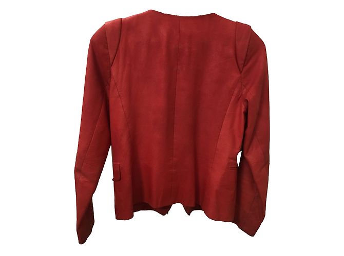 Sandro Leather Jacket Red - view 2