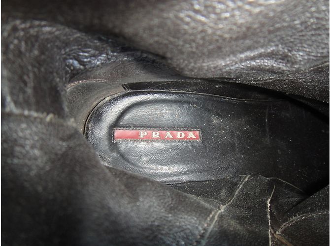 Botas Prada de cuero marrón Talla 37 Castaño - vista 2