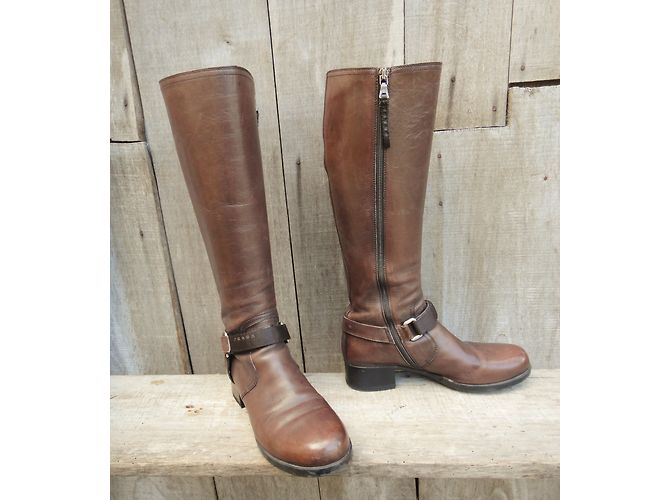 Botas Prada de cuero marrón Talla 37 Castaño - vista 4