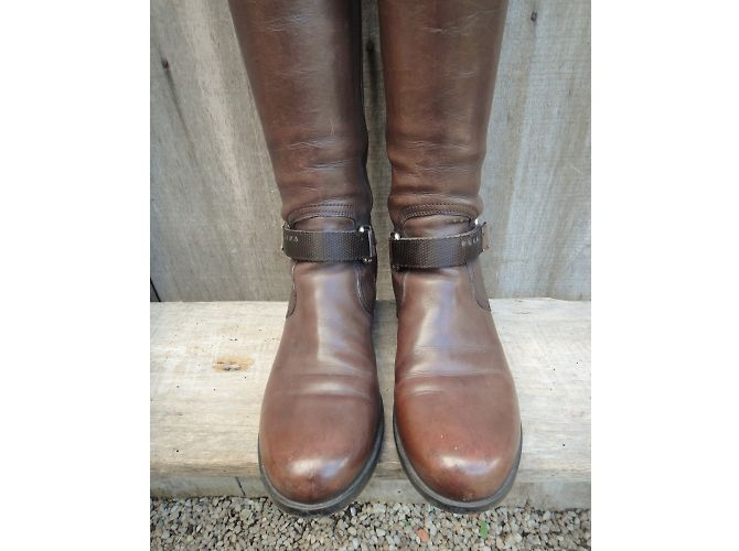 Botas Prada de cuero marrón Talla 37 Castaño - vista 5