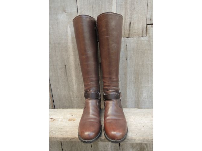 Botas Prada de cuero marrón Talla 37 Castaño - vista 6