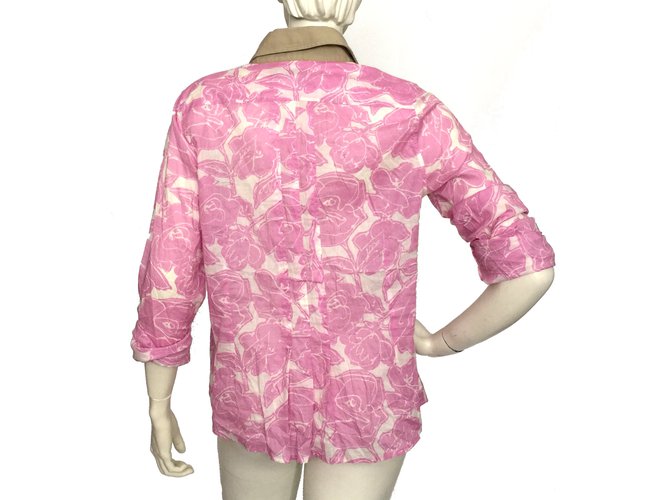 Henry Cotton's Camisa de algodón floral Rosa Blanco Beige - vista 2