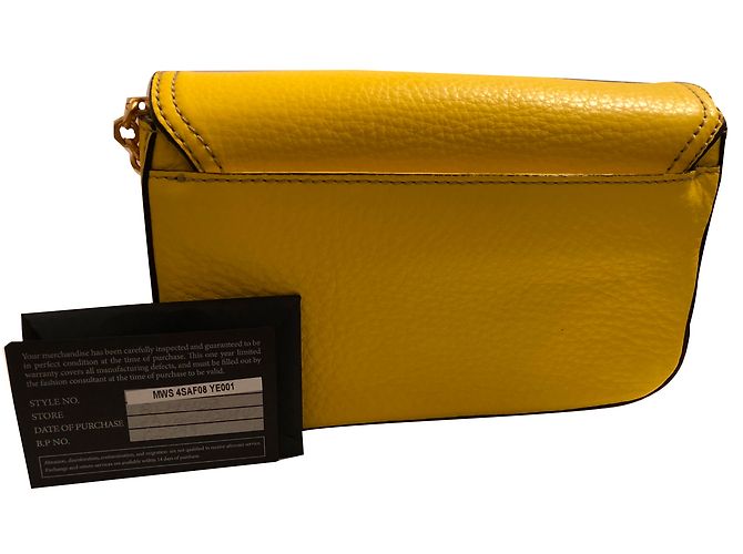 Borsa a tracolla MCM in pelle gialla con catena dorata Giallo - vista 2