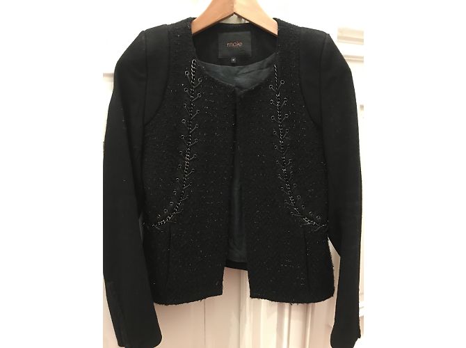 Maje Black Wool Jacket M - view 3