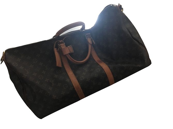 Louis Vuitton Keepall Spalla 60 Marrone Scuro Pelle - vista 2