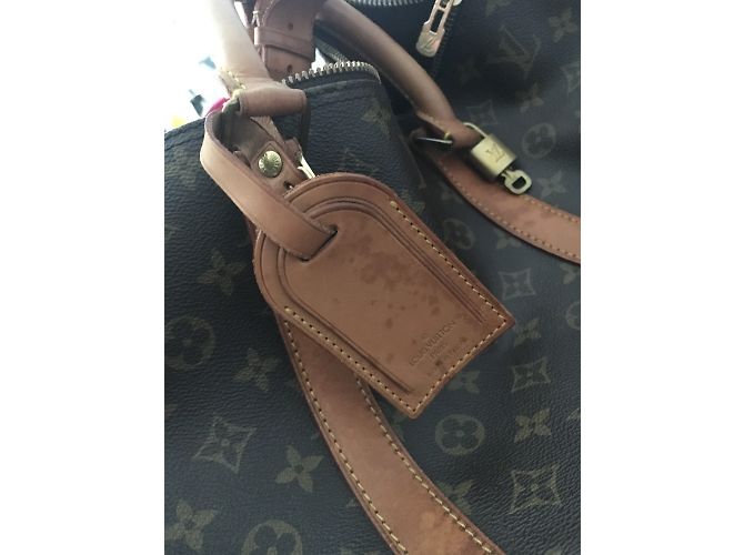 Louis Vuitton Keepall Spalla 60 Marrone Scuro Pelle - vista 3