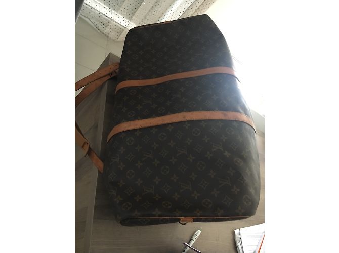 Louis Vuitton Keepall Spalla 60 Marrone Scuro Pelle - vista 5