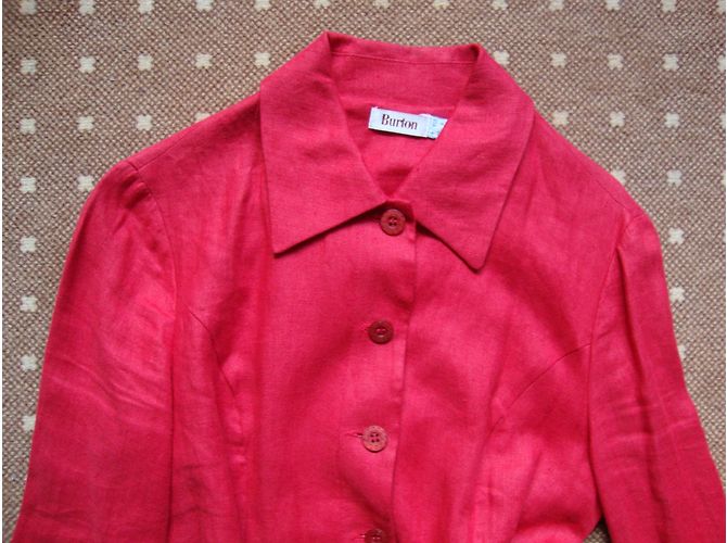 Autre Marque Burton Safari Jacke Rot Leinen Größe 36 - Ansicht 2