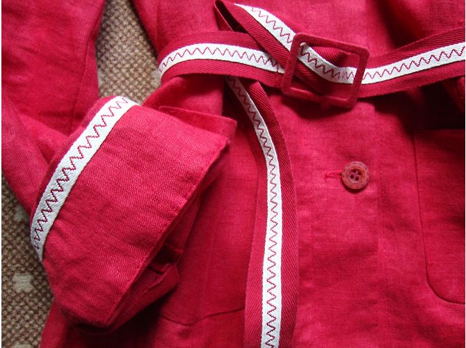 Autre Marque Burton Safari Jacke Rot Leinen Größe 36 - Ansicht 4