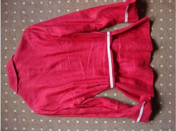 Autre Marque Burton Safari Jacke Rot Leinen Größe 36 - Ansicht 5