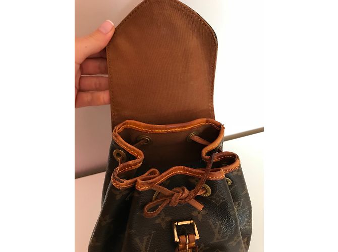 Louis Vuitton Mini Zaino Montsouris in Canvas Monogram Marrone D'oro - vista 11