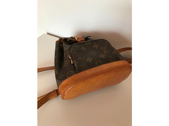 Louis Vuitton Mini Zaino Montsouris in Canvas Monogram Marrone D'oro - vista 4