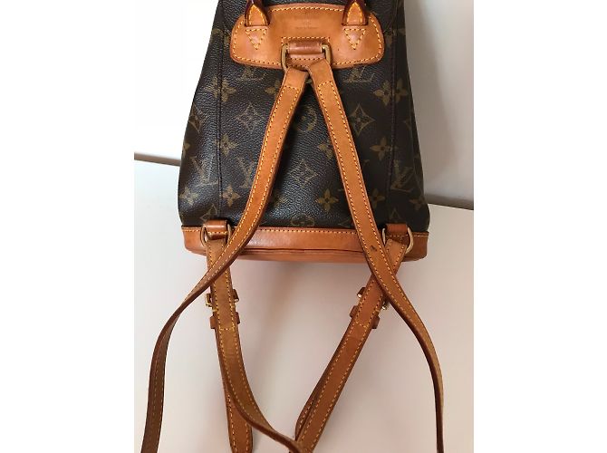 Louis Vuitton Mini Zaino Montsouris in Canvas Monogram Marrone D'oro - vista 7