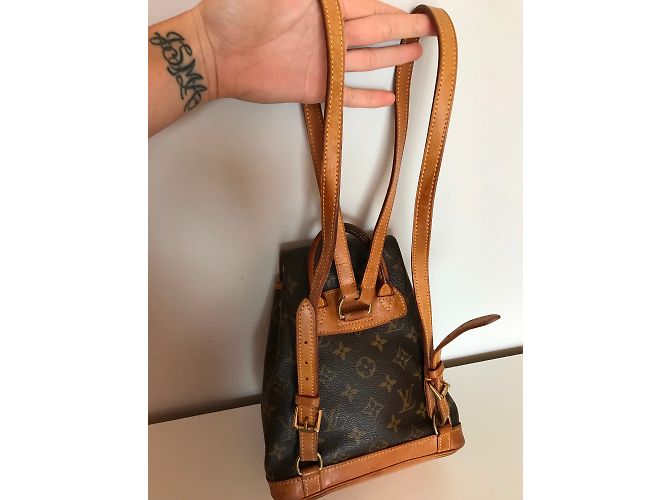 Louis Vuitton Mini Zaino Montsouris in Canvas Monogram Marrone D'oro - vista 8