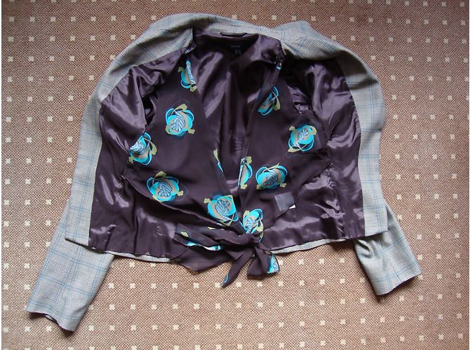 Autre Marque Set Giacca Spencer Prince di Galles e Blusa Floreale Turchese e Marrone Multicolore - vista 2