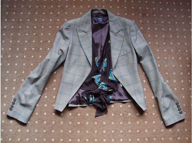 Autre Marque Set Giacca Spencer Prince di Galles e Blusa Floreale Turchese e Marrone Multicolore - vista 5