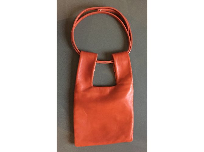 Borsa a mano Fausto Santini in pelle arancione - vista 4
