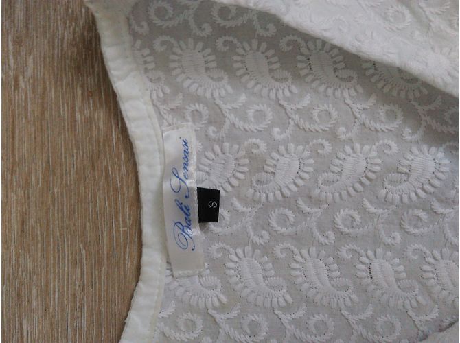 Autre Marque Blusa Túnica de Algodón Blanco Bordado con Pompones Turquesa - vista 4