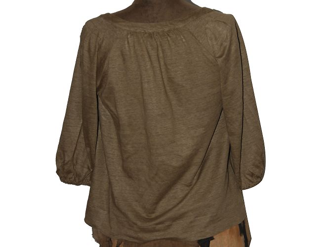 Sandro Leinen Oberteil mit Pailletten Khaki - Ansicht 2
