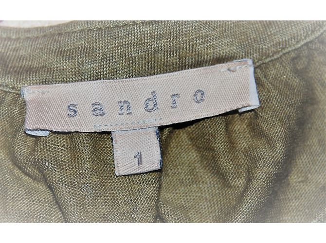 Sandro Leinen Oberteil mit Pailletten Khaki - Ansicht 3