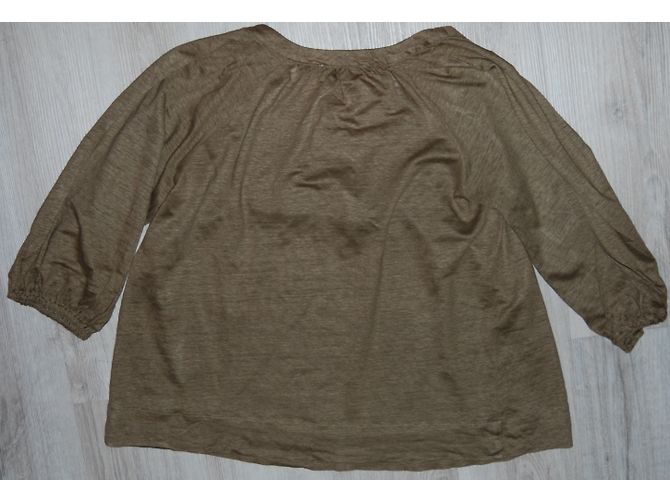 Sandro Leinen Oberteil mit Pailletten Khaki - Ansicht 7