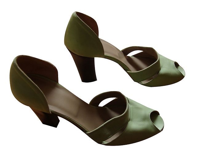Autre Marque Sandali JET SET in pelle verde oliva - vista 2