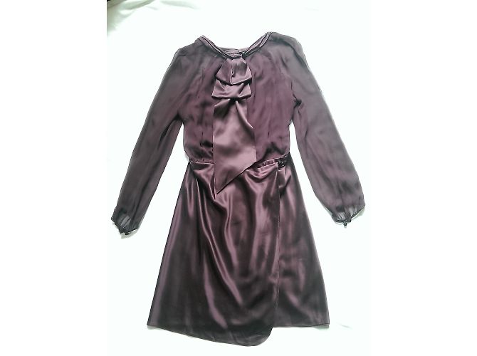 Vestido Gerard Darel em cetim de seda e chiffon - vista 2
