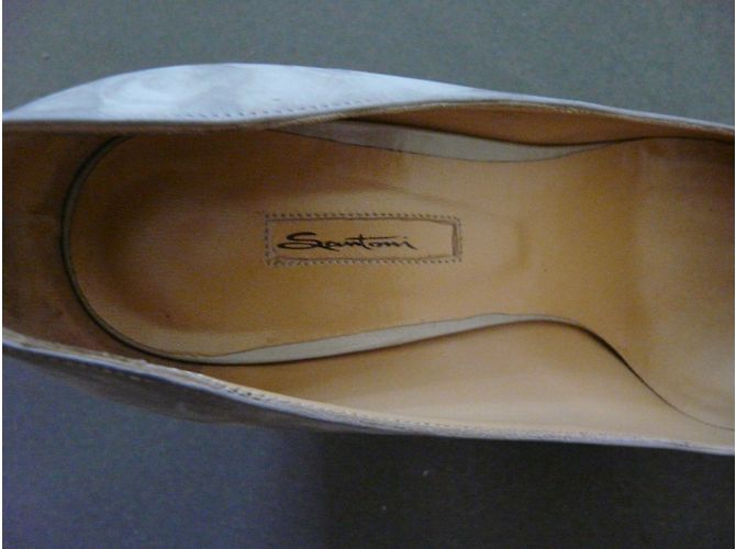 Décolleté con zeppa Santoni in camoscio beige - vista 4