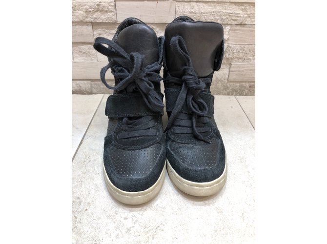 Sneaker con zeppa Ash in pelle nera Nero - vista 3