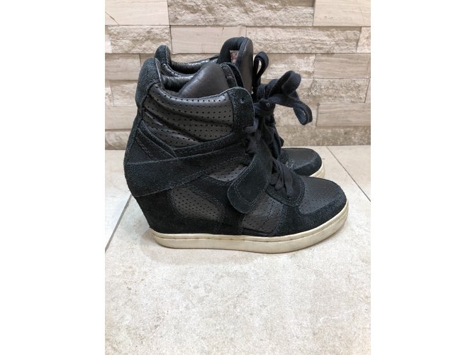 Sneaker con zeppa Ash in pelle nera Nero - vista 4