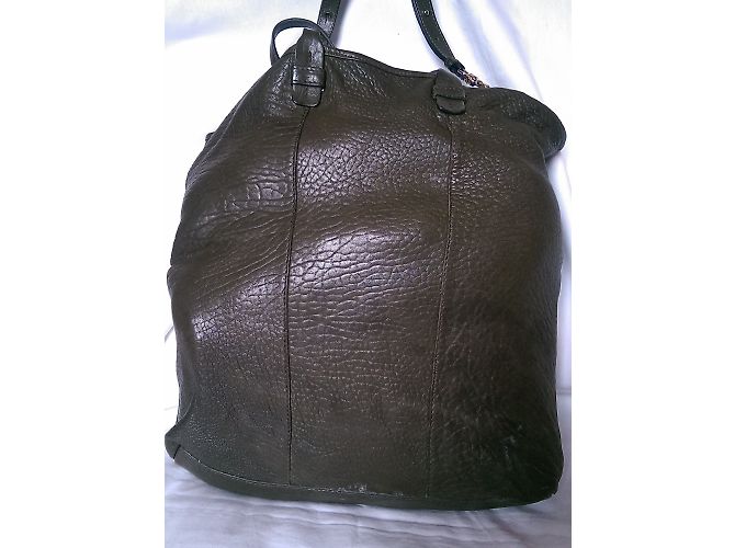 Grande borsa tote SéZane in pelle e scamosciata kaki nera Nero Cachi - vista 5