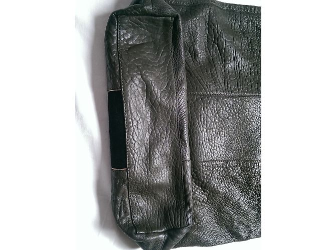 Grande borsa tote SéZane in pelle e scamosciata kaki nera Nero Cachi - vista 7