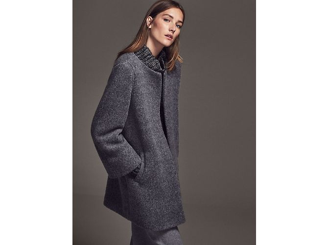 Massimo Dutti Grey soft wool blend open coat - view 2