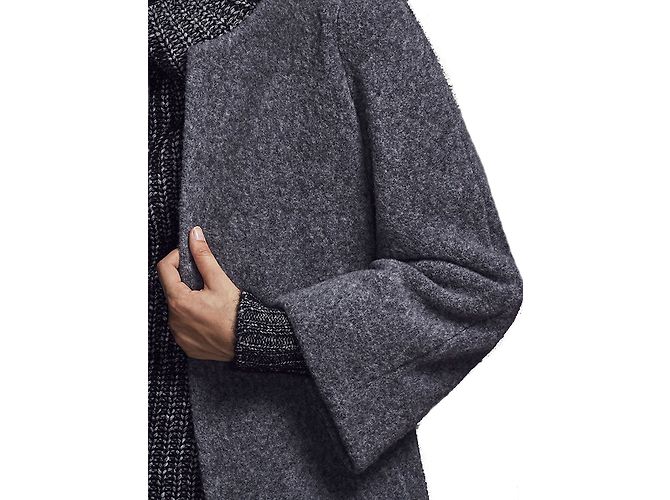 Massimo Dutti Grey soft wool blend open coat - view 3
