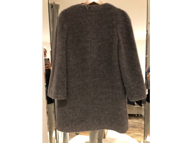 Massimo Dutti Grey soft wool blend open coat - view 7