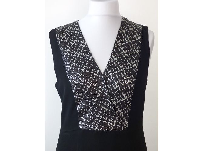 Gerard Darel Abendkleid lang mit schwarz weißen Pailletten - Ansicht 2