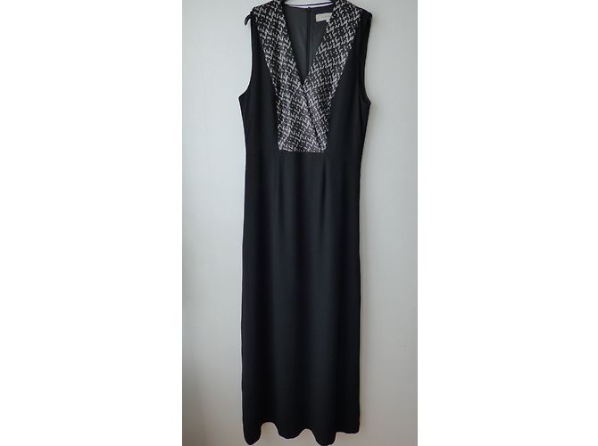 Gerard Darel Abendkleid lang mit schwarz weißen Pailletten - Ansicht 3