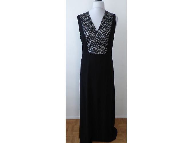 Gerard Darel Abendkleid lang mit schwarz weißen Pailletten - Ansicht 4